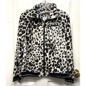 Zenergy by Chico’s Leopard Print Jacket Women’s Medium Zip Front Stowable Hooded